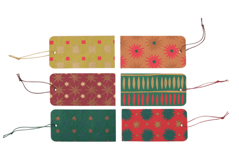 Screen - printed Christmas Gift Tags - Set of Six - Sprouts of Bristol