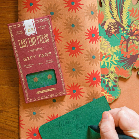 Screen - printed Christmas Gift Tags - Set of Six - Sprouts of Bristol