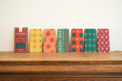 Screen - printed Christmas Gift Tags - Set of Six - Sprouts of Bristol