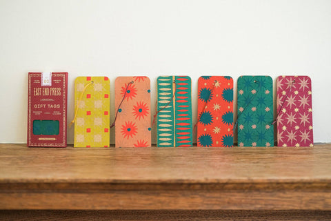 Screen - printed Christmas Gift Tags - Set of Six - Sprouts of Bristol