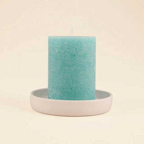 Sea Moss & Driftwood Fragranced Coloured Pillar - Sprouts of Bristol