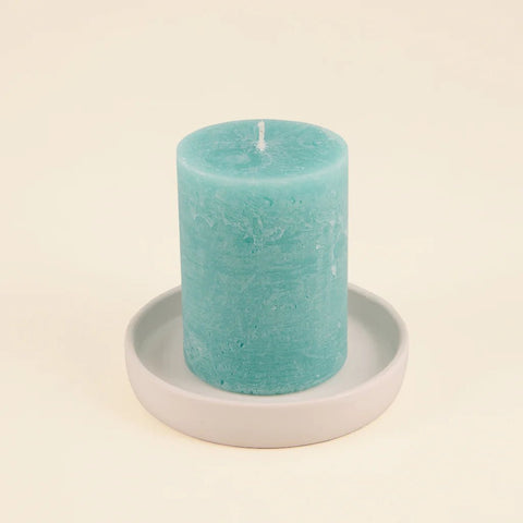 Sea Moss & Driftwood Fragranced Coloured Pillar - Sprouts of Bristol