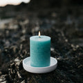 Sea Moss & Driftwood Fragranced Coloured Pillar - Sprouts of Bristol