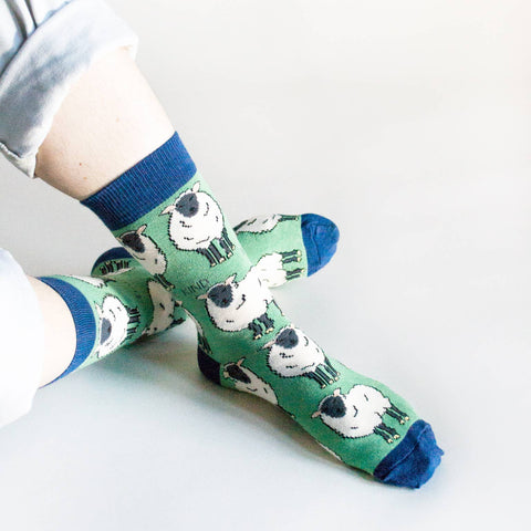 Sheep Socks | Bamboo Socks | Green Socks | Farm Socks - Sprouts of Bristol