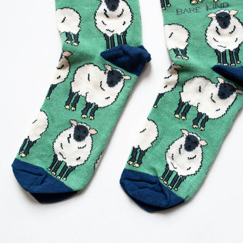 Sheep Socks | Bamboo Socks | Green Socks | Farm Socks - Sprouts of Bristol