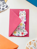 Sitting Kitty Floral Shaped Cat Greetings Card - Sprouts of Bristol