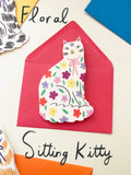 Sitting Kitty Floral Shaped Cat Greetings Card - Sprouts of Bristol