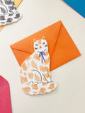 Sitting Kitty Shaped Greetings Card - Sprouts of Bristol