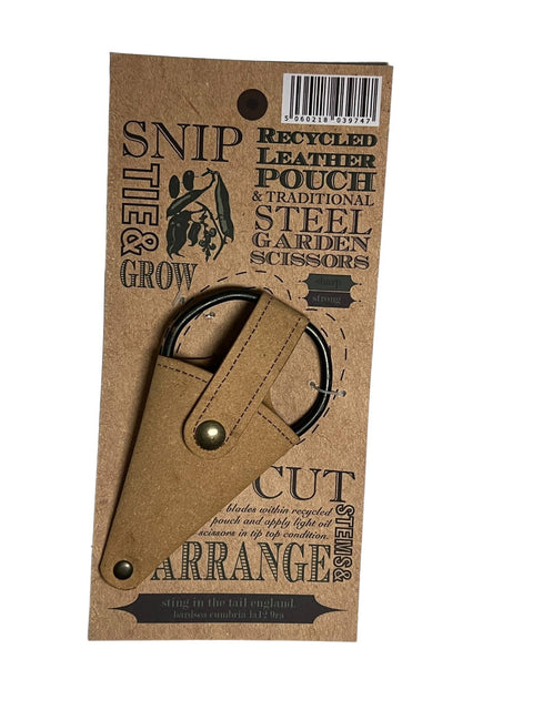 Small Scissors in recycled Natural Leather Pouch - Sprouts of Bristol