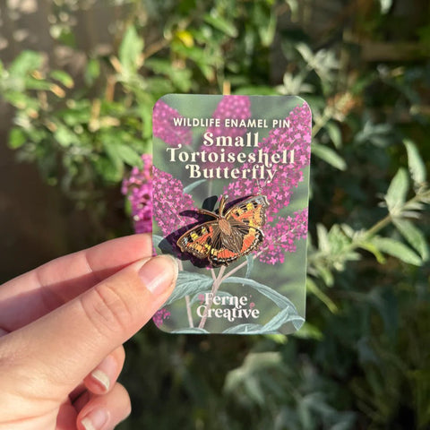 Small Tortoiseshell Butterfly Enamel Pin – Designed by Ferne Creative - Sprouts of Bristol