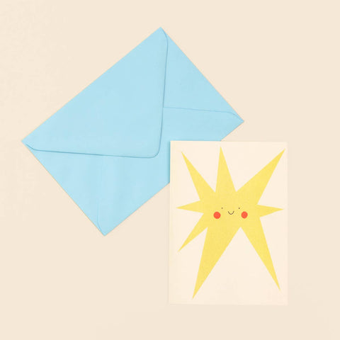 Smiling Star Greeting Card | Gold Star | Achievement Card - Sprouts of Bristol