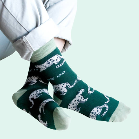 Snow Leopard Bamboo Socks - Sprouts of Bristol