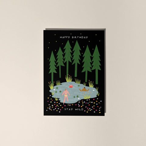 Stay Wild Swimming Birthday Card | Nature Card | Folky Card - Sprouts of Bristol