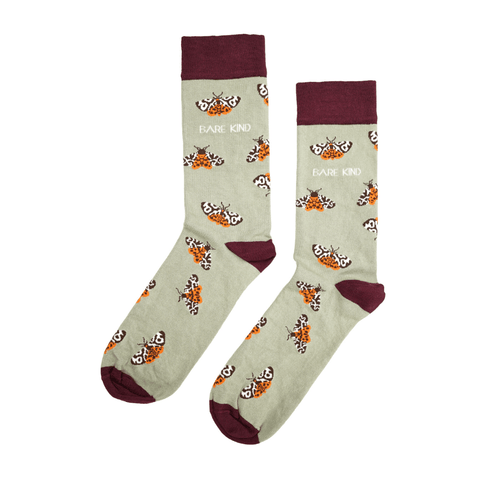 Tiger Moth Socks | Bamboo Socks | Green Socks | UK Socks - Sprouts of Bristol