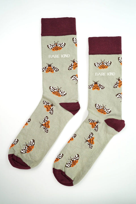 Tiger Moth Socks | Bamboo Socks | Green Socks | UK Socks - Sprouts of Bristol