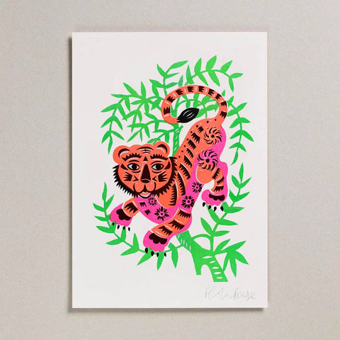 Tiger Risograph A4 Print - Sprouts of Bristol