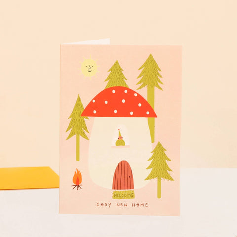 Toadstool Cosy New Home Card | Folky Moving Card | Woodland - Sprouts of Bristol