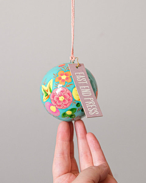 Turquoise Flowers Bauble - Sprouts of Bristol