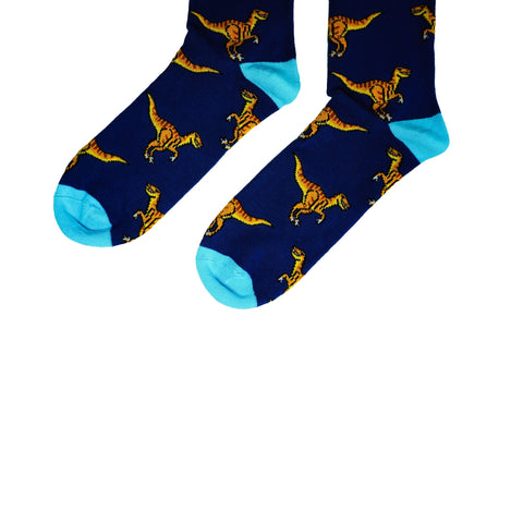 Velociraptor Socks | Bamboo Socks | Blue Socks | Dino Socks - Sprouts of Bristol