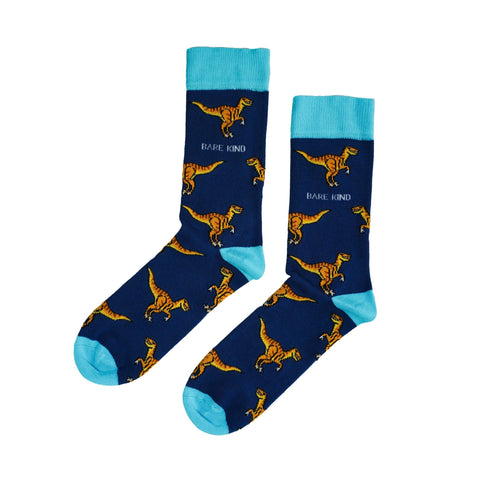 Velociraptor Socks | Bamboo Socks | Blue Socks | Dino Socks - Sprouts of Bristol