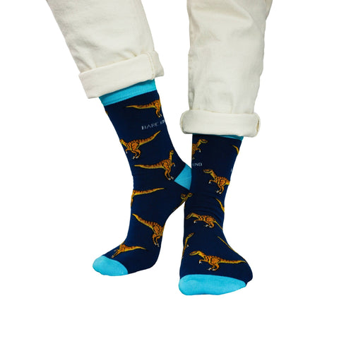 Velociraptor Socks | Bamboo Socks | Blue Socks | Dino Socks - Sprouts of Bristol