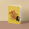 Vincents Sunflower Vase Cat Greetings Card - Sprouts of Bristol