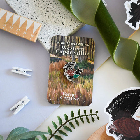 Western Capercaillie Enamel Pin – Designed by Ferne Creative - Sprouts of Bristol