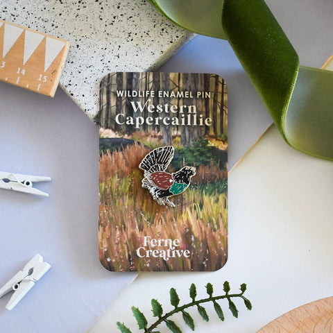 Western Capercaillie Enamel Pin – Designed by Ferne Creative - Sprouts of Bristol
