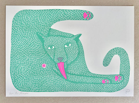Wet Ass Penelope – Riso Cat Art Print - Sprouts of Bristol