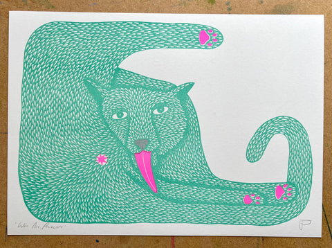 Wet Ass Penelope – Riso Cat Art Print - Sprouts of Bristol