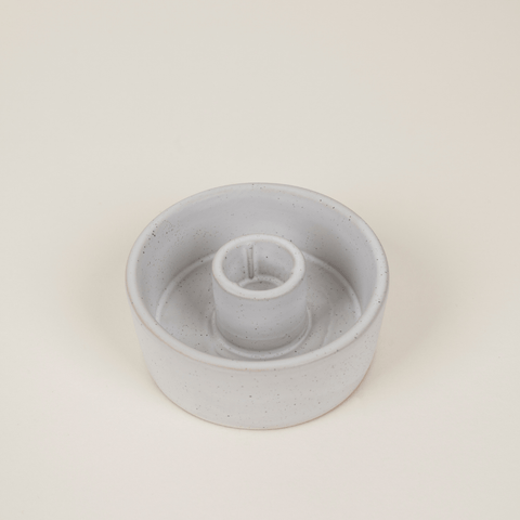 White Speckle 7/8” Candle Holder - Sprouts of Bristol