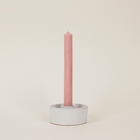 White Speckle 7/8” Candle Holder - Sprouts of Bristol