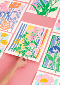 Wild Flower Stripe Risograph Print - Sprouts of Bristol