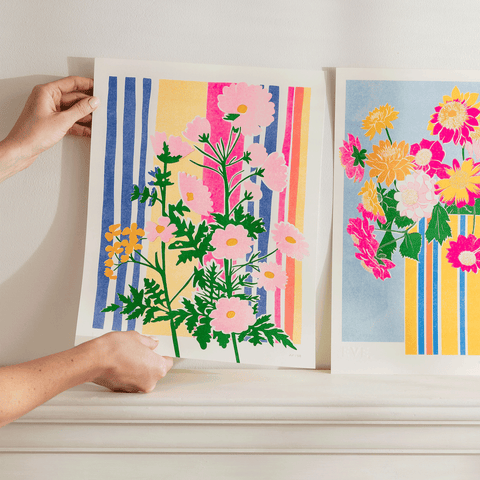 Wild Flower Stripe Risograph Print - Sprouts of Bristol