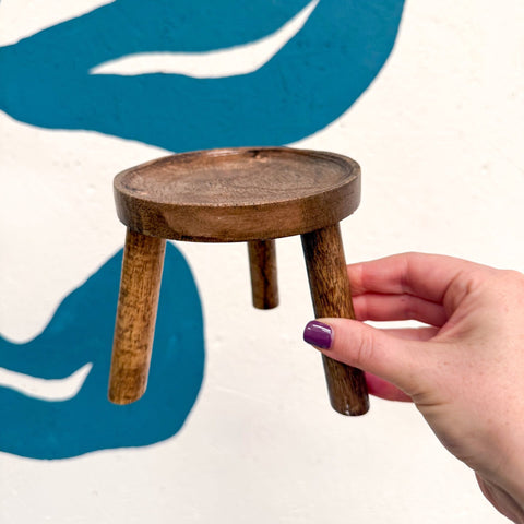 Wooden Tripod Plant Stand – Three Leg Stool Table - Sprouts of Bristol