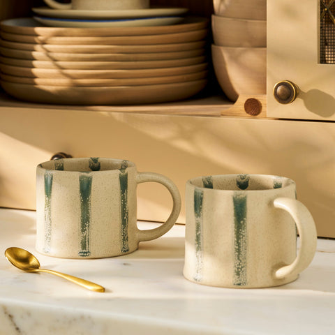Woolstone Striped Mug – Rosemary Green Stoneware - Sprouts of Bristol