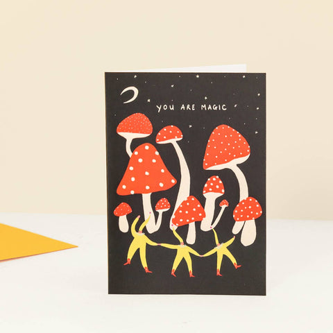 You Are Magic Card | Birthday | Mushrooms | Folky A6 Greetings Card - Sprouts of Bristol