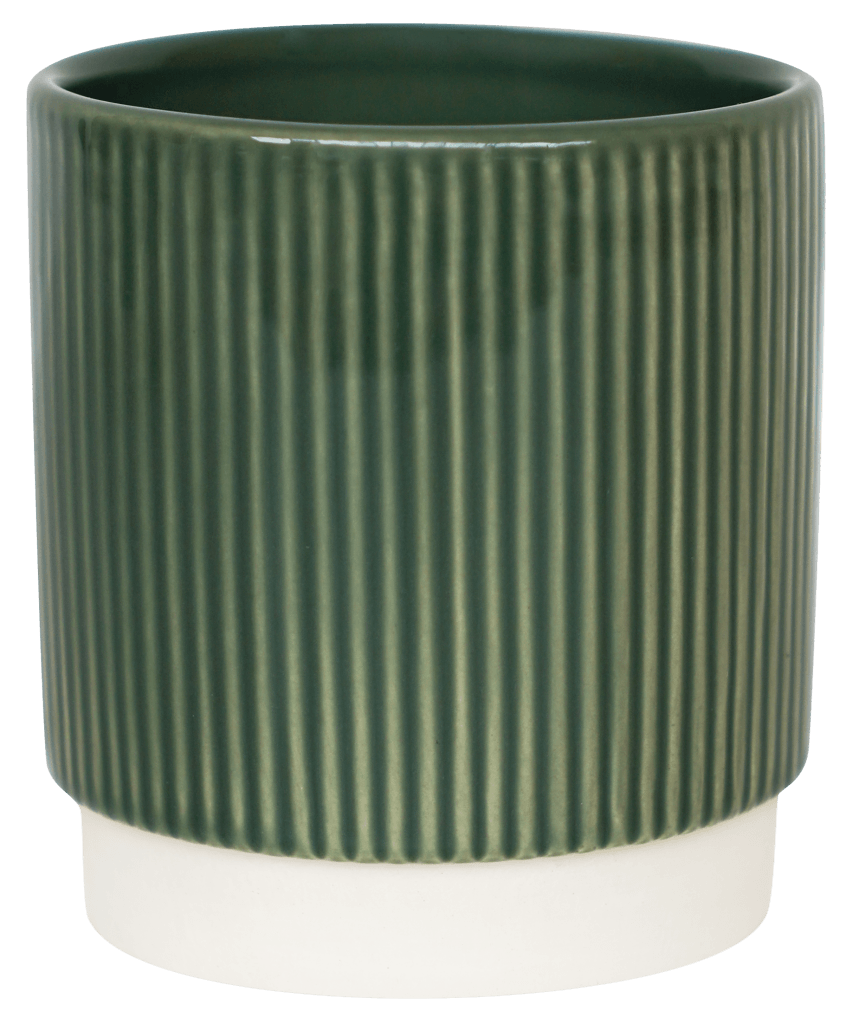 Athens Reactive Glazed Ribbed Planter in Green - Sprouts of Bristol