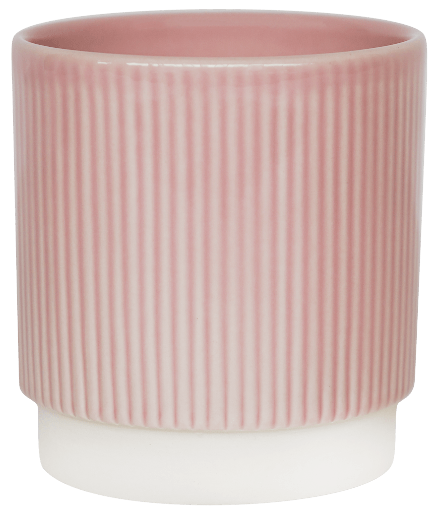 Athens Reactive Glazed Ribbed Planter in Pink - Sprouts of Bristol