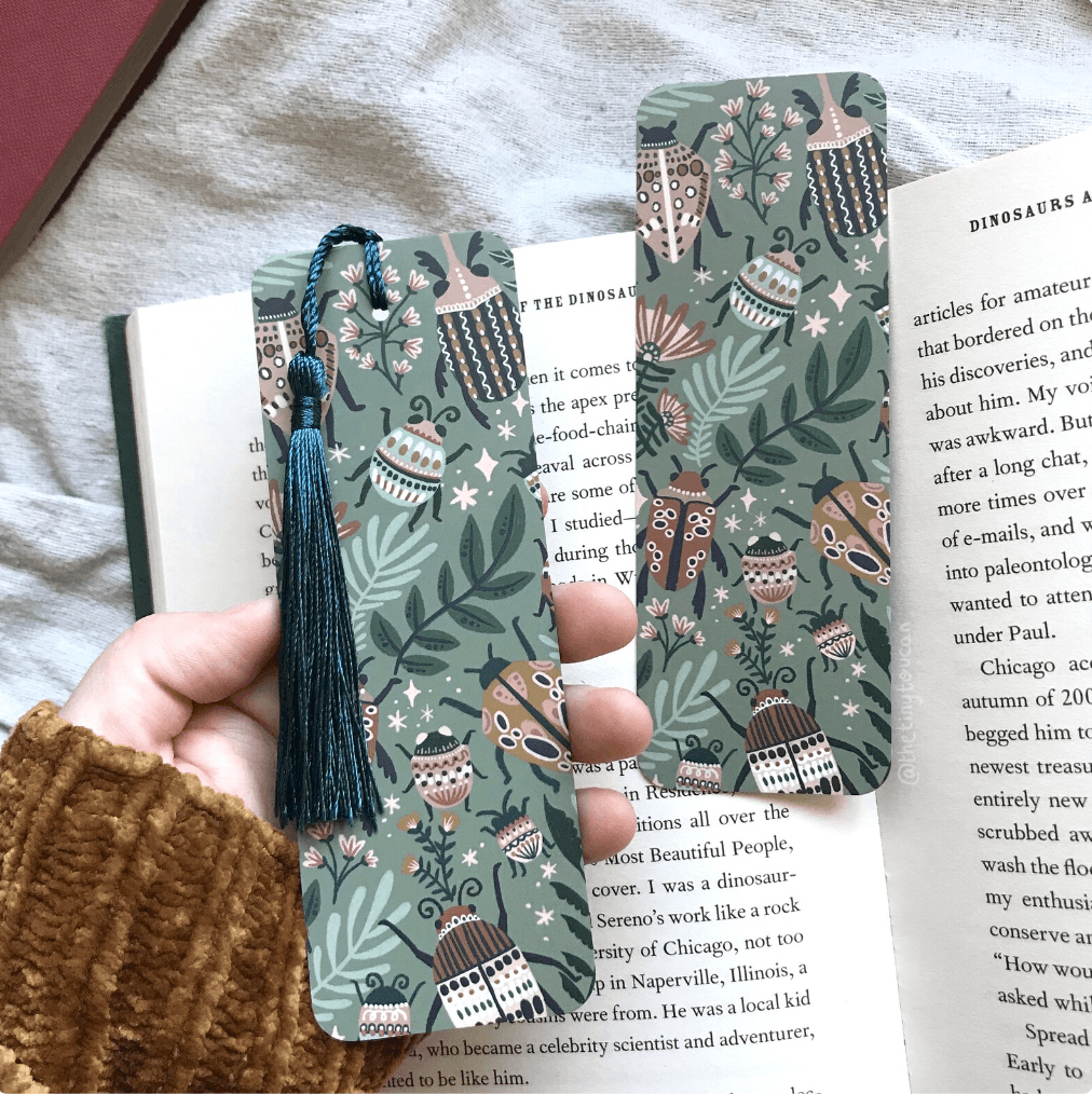 Beetles Illustrated Bookmark with Tassel - Sprouts of Bristol