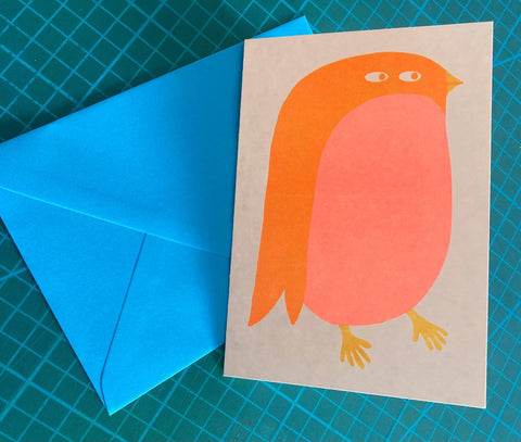 Bird Riso Greetings Card - Sprouts of Bristol