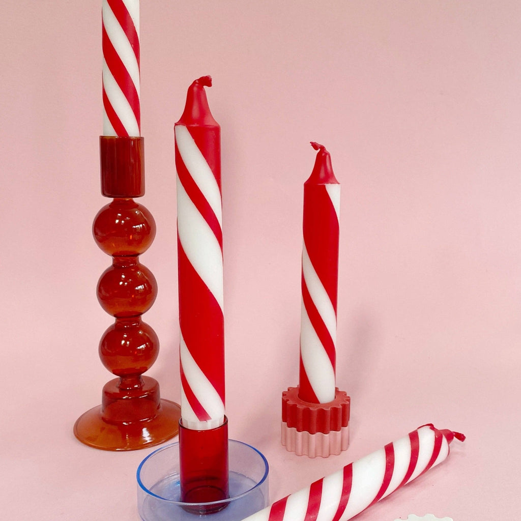 Candy Cane Lane - Dip Dye Dinner Candle Set of 4 - Sprouts of Bristol