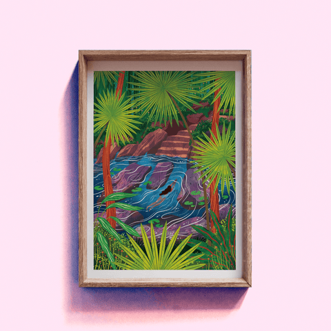 Cenote Azul Illustrated Print - Sprouts of Bristol