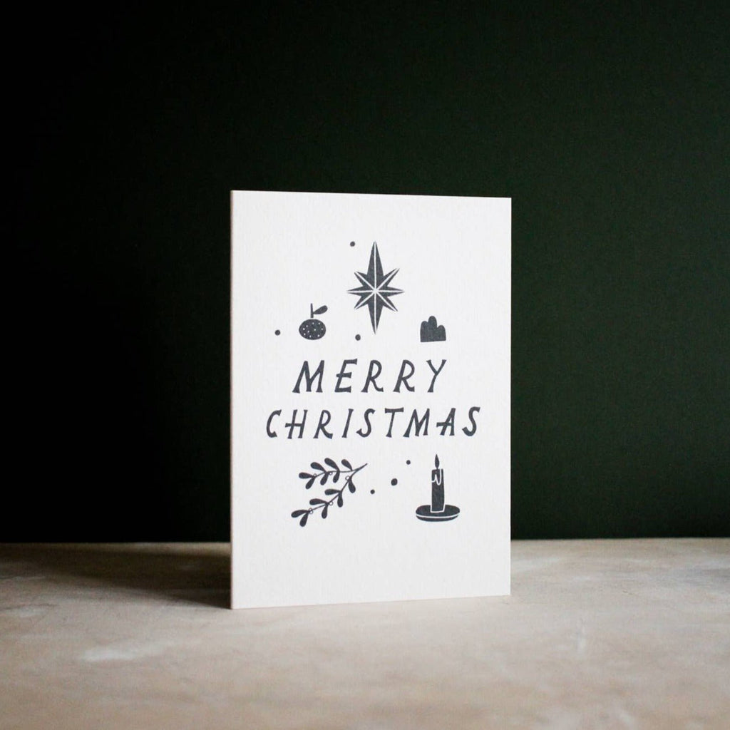 'Cosy Merry Christmas' Monochrome Christmas Greeting Card - Sprouts of Bristol