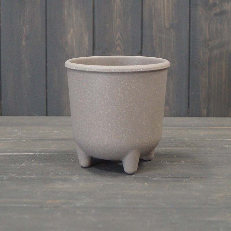 Earthy Warm Grey Straw Pot with Feet - Sprouts of Bristol