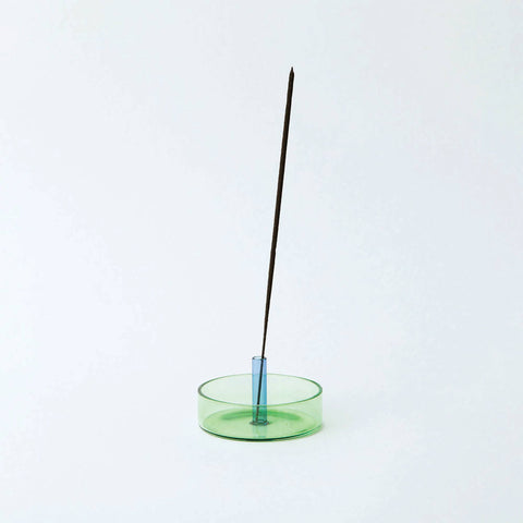 Green and Blue Duo Tone Glass Incense Holder - Sprouts of Bristol