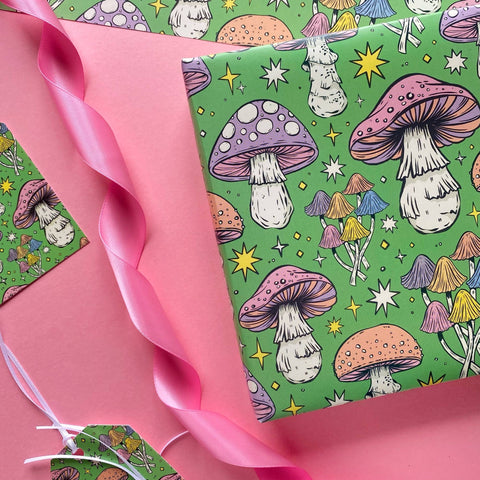 Green Pastel Mushroom Gift Wrap - Sprouts of Bristol