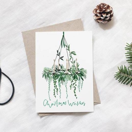 Hanging Candles Christmas Card by Alice Landen - Sprouts of Bristol