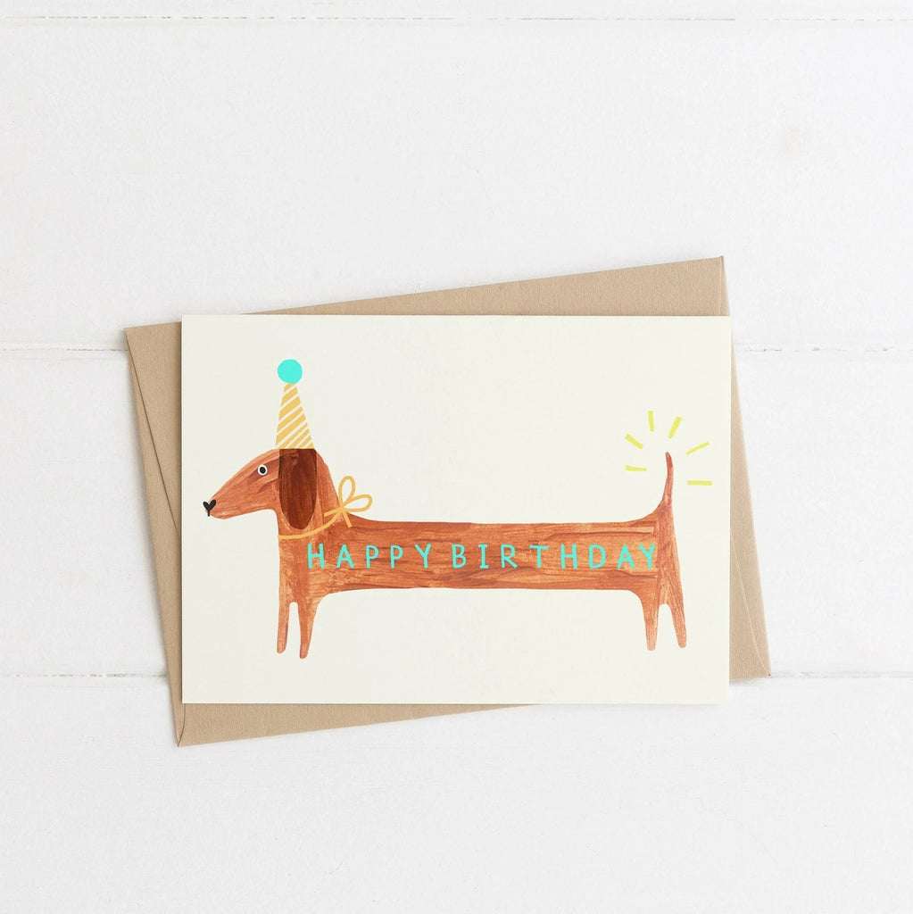 Happy Birthday Sausage Dog Greetings Card - Sprouts of Bristol