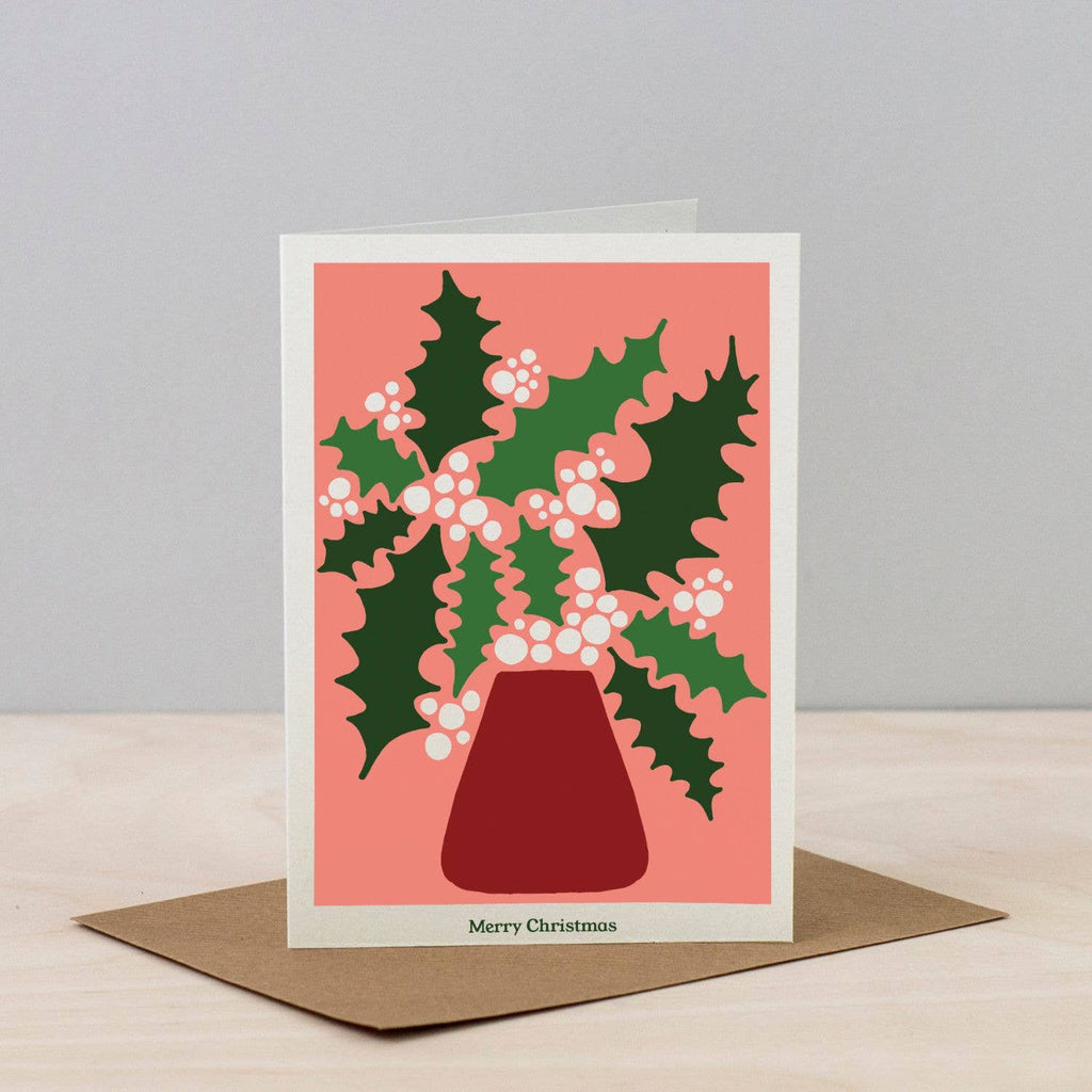 Holly Christmas Greetings Card - Sprouts of Bristol